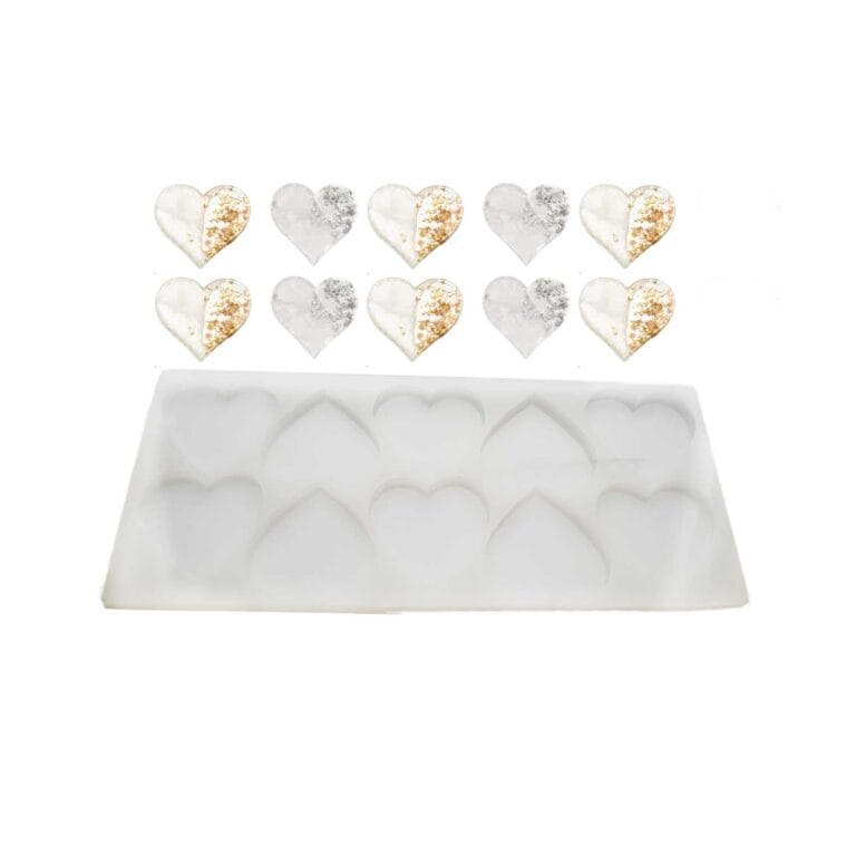 Epoksi Reçine Silikon Kalıp Çoklu KALP Magnet Kalıbı Seri Döküm Kalıbı 6 CM 10 Lu