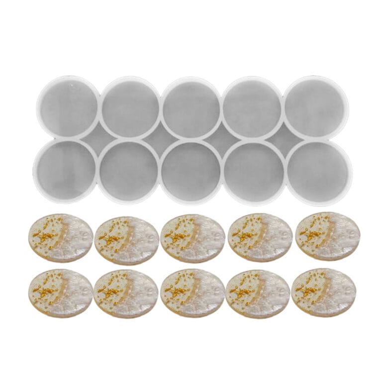 Epoksi Silikon Kalıp Çoklu Magnet Kalıbı Düz Yuvarlak Daire Seri Döküm Kalıbı 8 CM 10 Lu