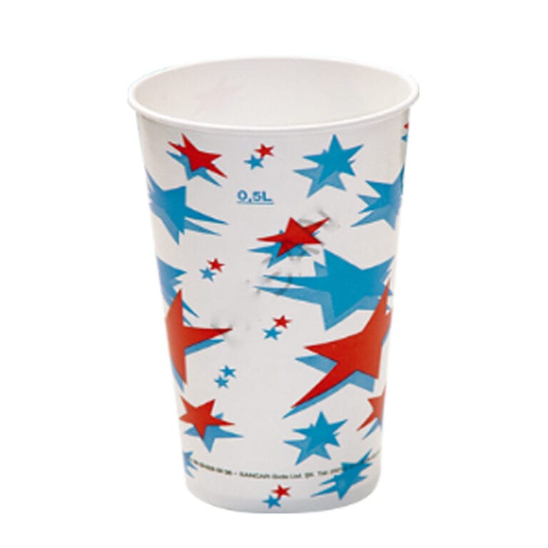 Karton Bardak 16 Oz Kımızı Beyaz Yıldız Desenli (50 Adet)