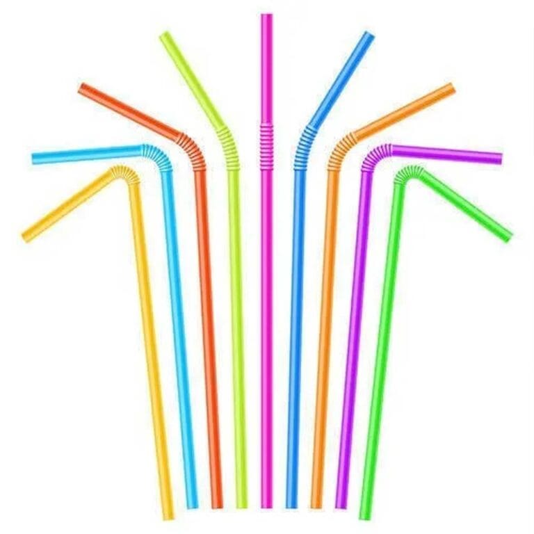 Plastik Pipet 8 MM Karışık Renkli 26 CM (50 Adet)