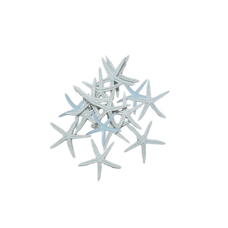 Polyester Deniz Yıldızı Simli Beyaz 6 CM (12 Adet)
