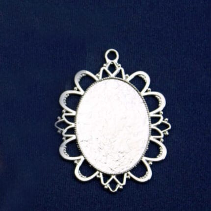 Epoksi Kolye Ucu Oval Desenli Nikel (5 ADET)