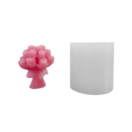 Silikon 3D 20 Güllü Çiçek Buketi Mum Kalıbı