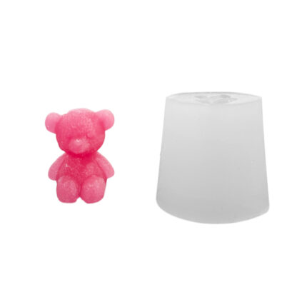 Silikon 3D Mini Süslemelik Oturan Sevimli Ayıcık Mum Kalıbı