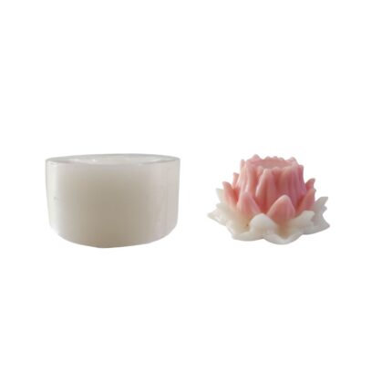 Silikon 3D Dekoratif Kalıp Nilüfer Çiçeği Tealight Mumluk Altlığı Mum, Taş Tozu ve Beton Kalıbı